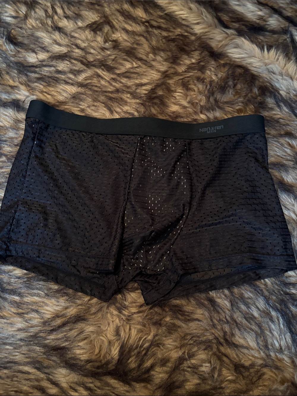 NanJiren Men's Ice Silk Mesh Boxer Briefs Solid Breathable Underwear Size 5XL
